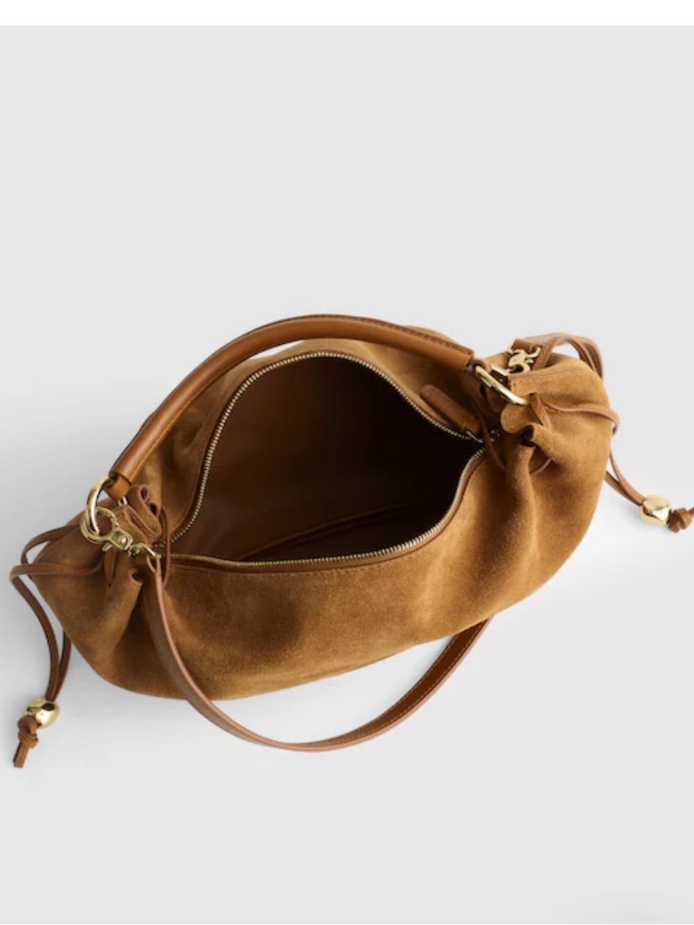 Madewell Suede Hobo Camren Bag in Cognac Brown with Gold Hardware - Picture 2 of 4